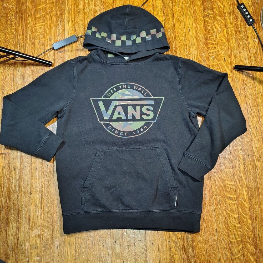 Vans Camo Graphic Boys Pullover Blk Hoodie Sz Medium/T650